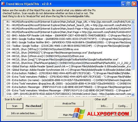 Ekran görüntüsü HijackThis Windows XP