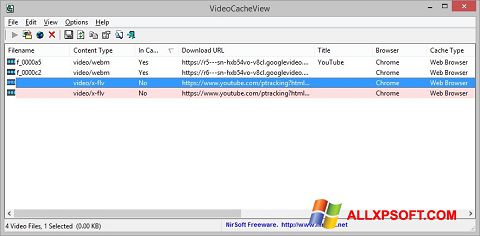 Ekran görüntüsü VideoCacheView Windows XP