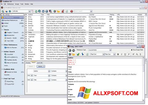 Ekran görüntüsü EndNote Windows XP