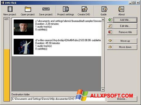 Ekran görüntüsü DVD Flick Windows XP