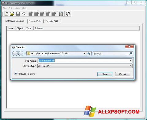 Ekran görüntüsü SQLite Database Browser Windows XP