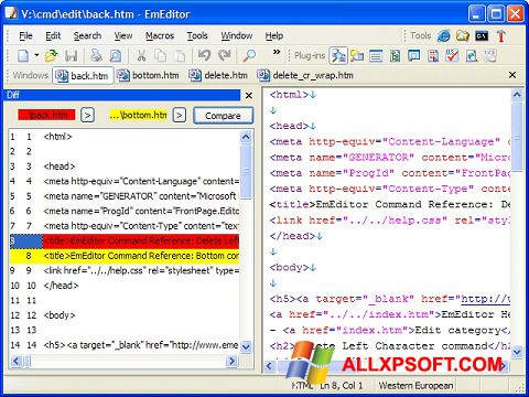 Ekran görüntüsü EmEditor Windows XP
