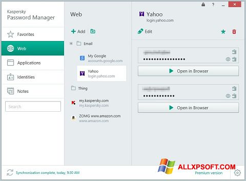 Ekran görüntüsü Kaspersky Password Manager Windows XP