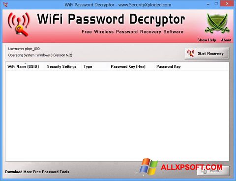Ekran görüntüsü WiFi Password Decryptor Windows XP
