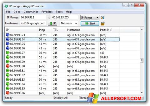 Ekran görüntüsü Angry IP Scanner Windows XP
