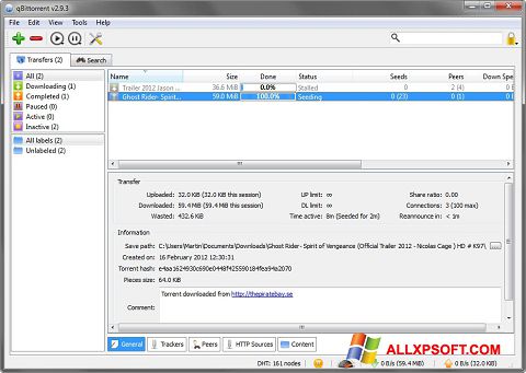 Ekran görüntüsü qBittorrent Windows XP