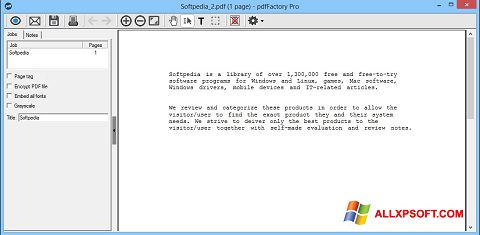 Ekran görüntüsü pdfFactory Pro Windows XP