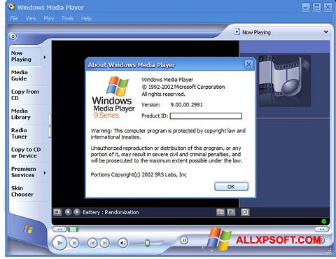 Ekran görüntüsü Windows Media Player Windows XP