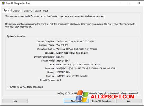 Ekran görüntüsü DirectX Windows XP