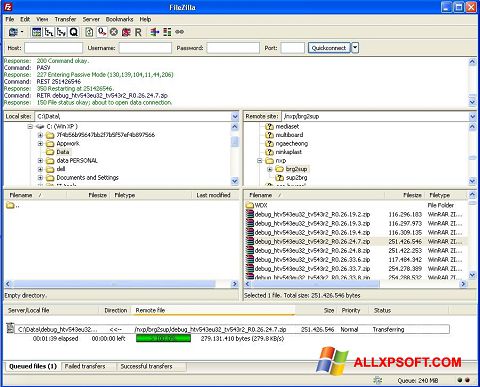 Ekran görüntüsü FileZilla Windows XP