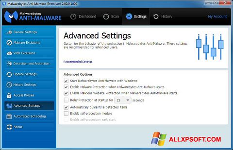 Ekran görüntüsü Malwarebytes Anti-Malware Windows XP