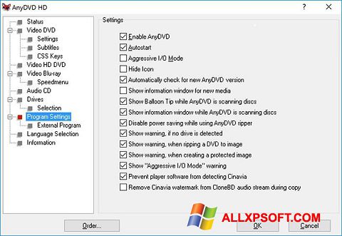 Ekran görüntüsü AnyDVD Windows XP