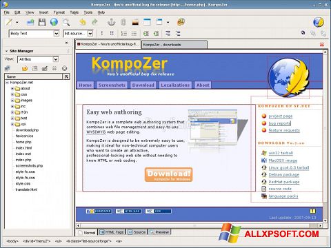 Ekran görüntüsü KompoZer Windows XP