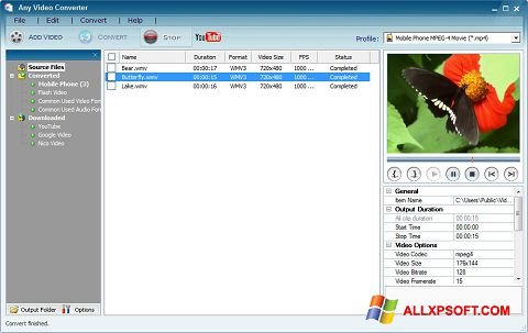 Ekran görüntüsü Any Video Converter Windows XP