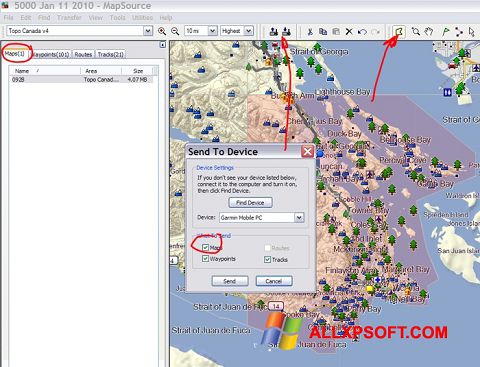 Ekran görüntüsü MapSource Windows XP