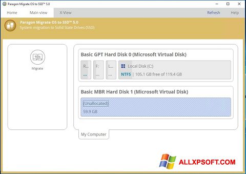 Ekran görüntüsü Paragon Migrate OS to SSD Windows XP