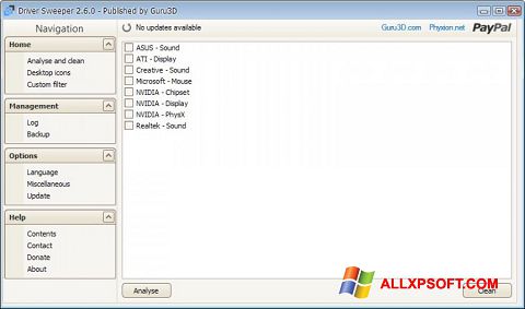 Ekran görüntüsü Driver Sweeper Windows XP