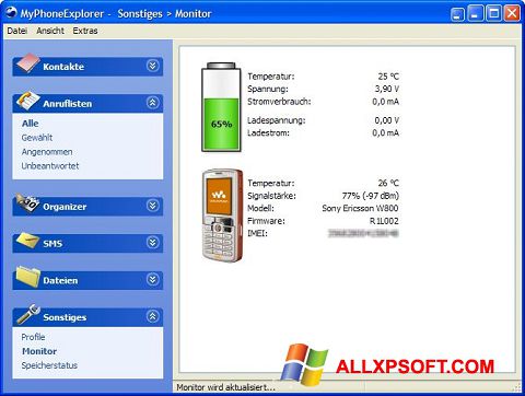 Ekran görüntüsü MyPhoneExplorer Windows XP