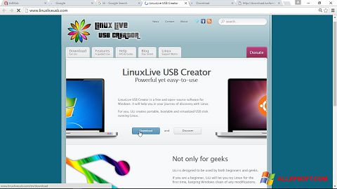 Ekran görüntüsü LinuxLive USB Creator Windows XP