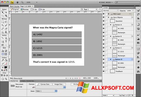 Ekran görüntüsü Adobe Fireworks Windows XP