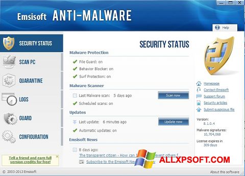 Ekran görüntüsü Emsisoft Anti-Malware Windows XP