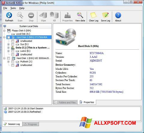 Ekran görüntüsü Active KillDisk Windows XP