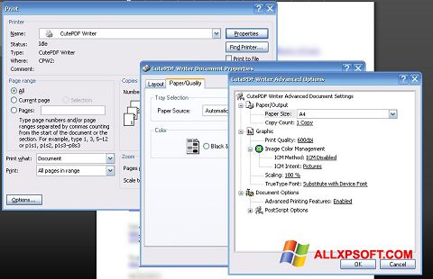 Ekran görüntüsü CutePDF Writer Windows XP