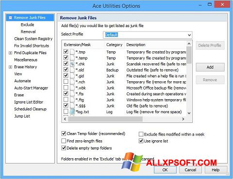 Ekran görüntüsü Ace Utilities Windows XP