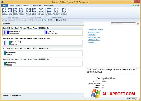 Ekran görüntüsü Paragon Partition Manager Windows XP