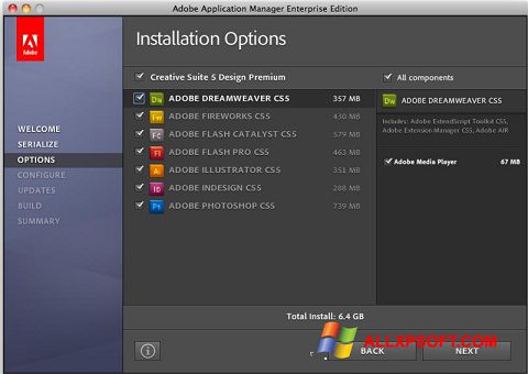 Ekran görüntüsü Adobe Application Manager Windows XP