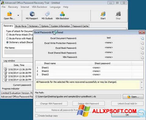 Ekran görüntüsü Advanced Office Password Recovery Windows XP