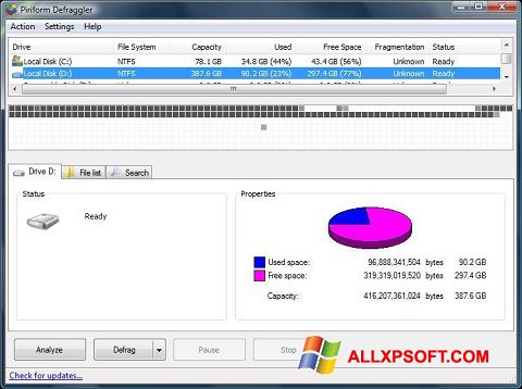 Ekran görüntüsü Defraggler Windows XP