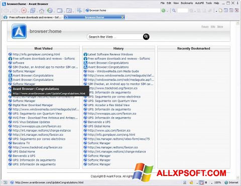 Ekran görüntüsü Avant Browser Windows XP