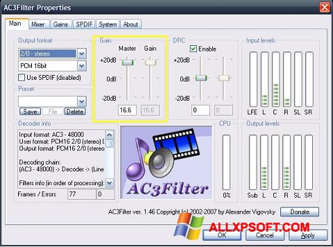 Ekran görüntüsü AC3Filter Windows XP