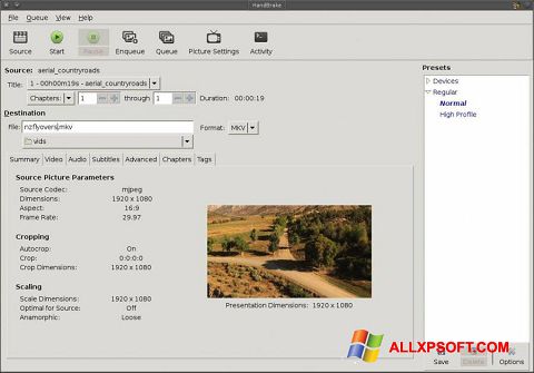 Ekran görüntüsü HandBrake Windows XP