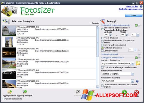 Ekran görüntüsü Fotosizer Windows XP