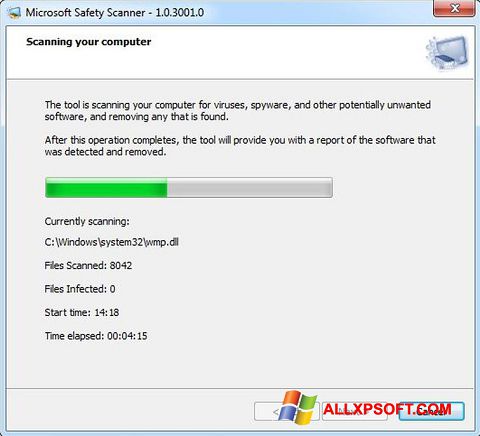 Ekran görüntüsü Microsoft Safety Scanner Windows XP