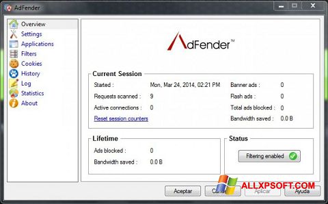 Ekran görüntüsü AdFender Windows XP