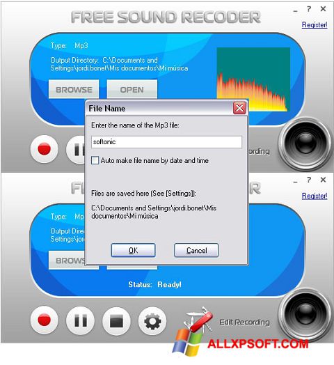 Ekran görüntüsü Free Sound Recorder Windows XP