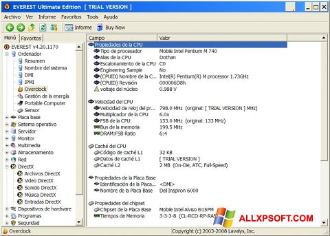 Ekran görüntüsü EVEREST Ultimate Edition Windows XP