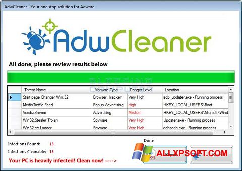 Ekran görüntüsü AdwCleaner Windows XP