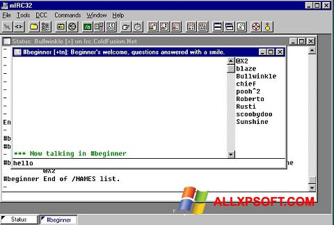 Ekran görüntüsü mIRC Windows XP