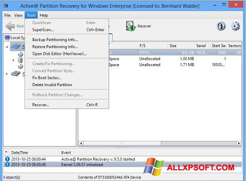 Ekran görüntüsü Active Partition Recovery Windows XP