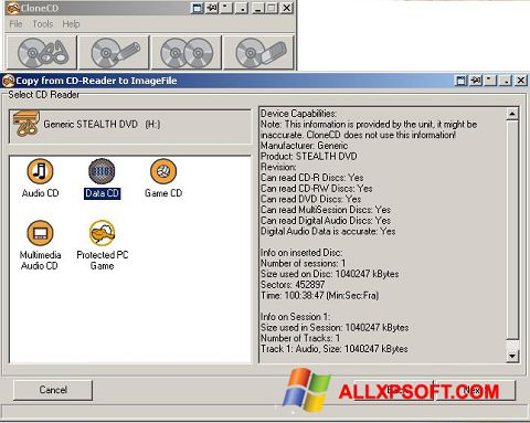 Ekran görüntüsü CloneCD Windows XP