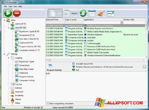 Ekran görüntüsü Keylogger Windows XP