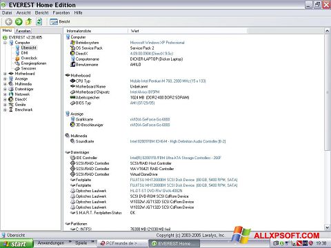 Ekran görüntüsü EVEREST Home Edition Windows XP