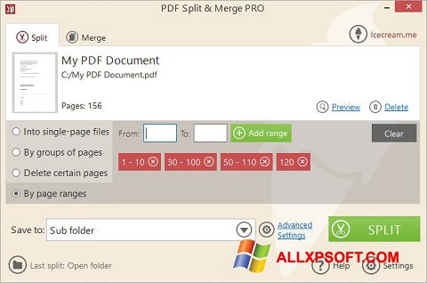 Ekran görüntüsü PDF Split and Merge Windows XP