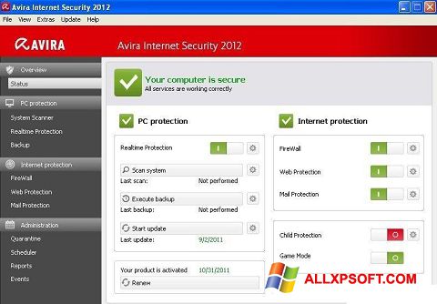 Ekran görüntüsü Avira Internet Security Windows XP