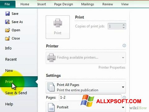 Ekran görüntüsü Microsoft Publisher Windows XP