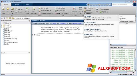 Ekran görüntüsü MATLAB Windows XP